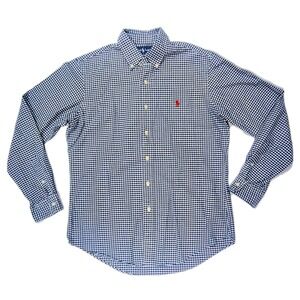 Ralph Lauren Button Down Shirt Custom Fit M Navy Blue White Pony Medium Casual